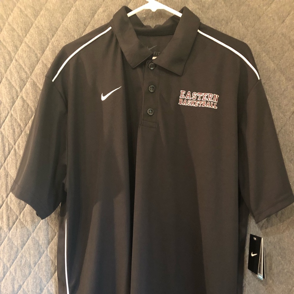 Men’s Eastern University basketball dri fit polo.